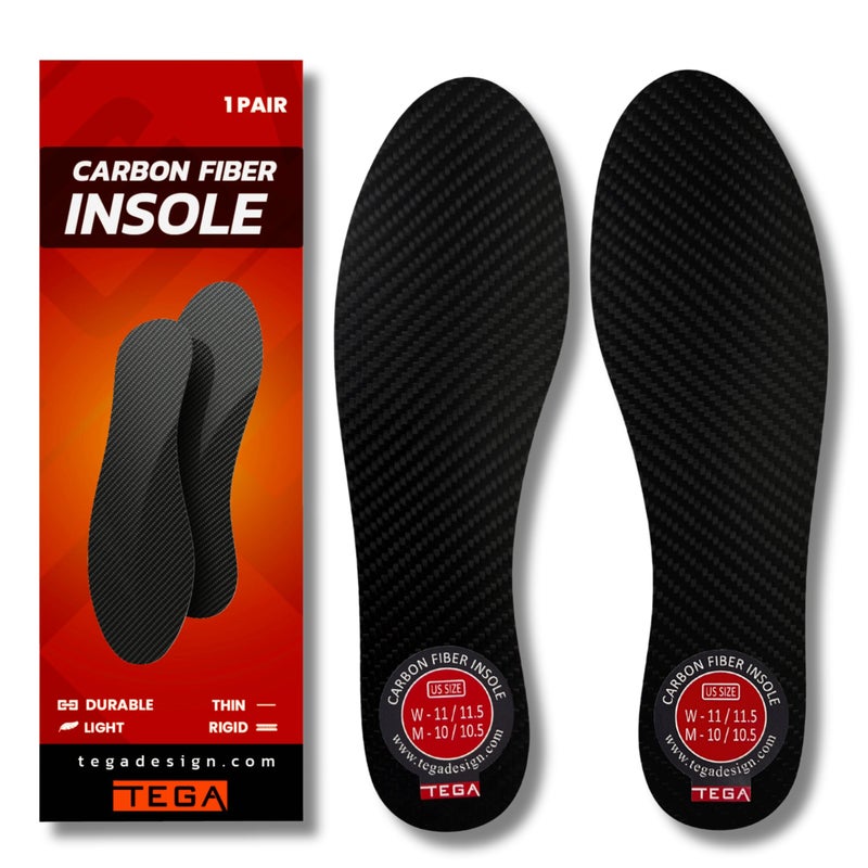 TEGA Carbon Fiber Insole 1 Pair for Turf Toe Foot Fractures Hallux Rigidus and Limitus Rigid Shoe Insert for Sports Hiking Trekking Basketball RunningAlternative to Post Op Shoe W7M6